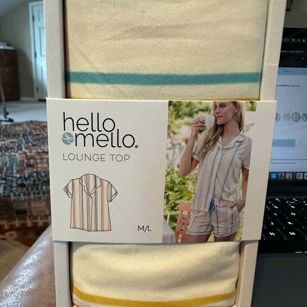 Women's Striped Lounge Top and Shorts - Havana  - Cream, Pink, Blue, Yellow
